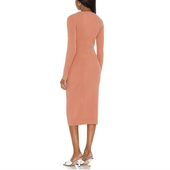 Heartloom Alma Cardigan Dress Ribbed Knit Duster Sweater Long Orange Medium - Picture 3 of 13